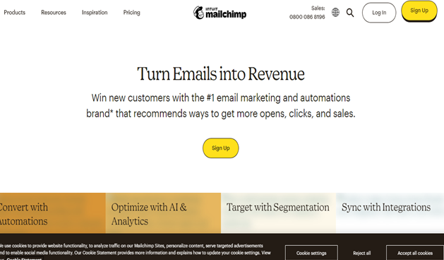 ساخت اکانت کاربری در وب‌سایت Mail Chimp
